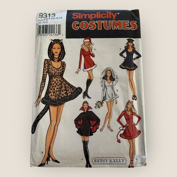 Vintage Simplicity Costumes Sewing Pattern 9313 Cat Bride Devil Cop More Sz 6-12 - Picture 1 of 2